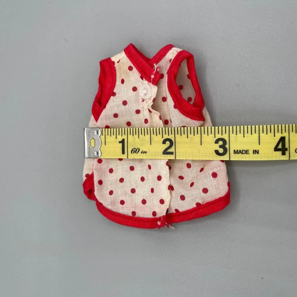 Vintage‎ Fashion Doll Clothes Tank Top 60s Red Polka Dot Handmade